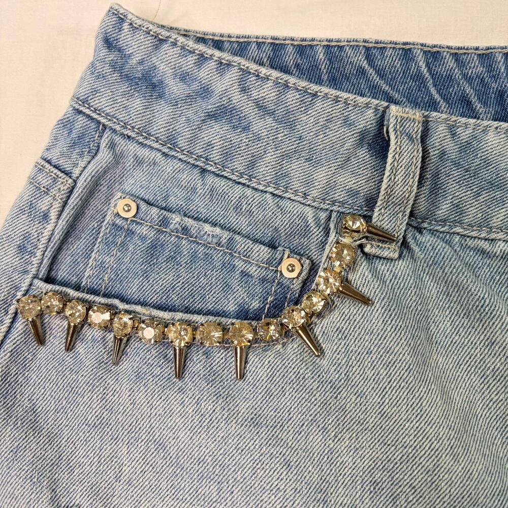 banjara womens distressed denim shorts jewel details. Size 11, 29. festival - Picture 3 of 6
